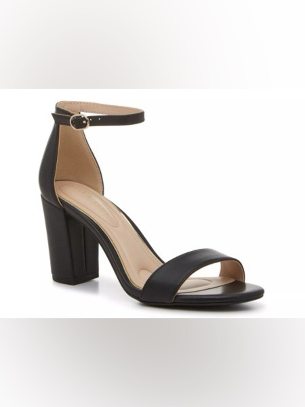Kelly & Katie Black Ankle-Strap Block Heel Sandal